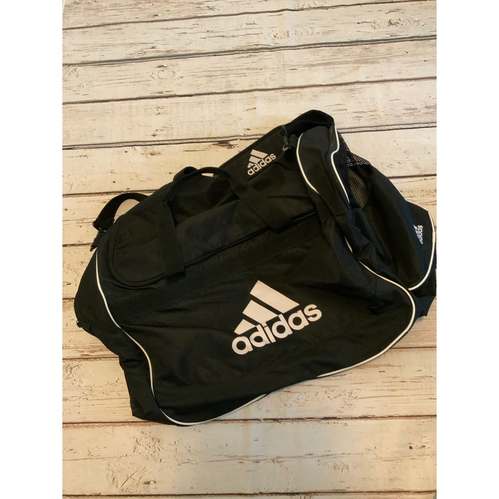 Adidas Black Duffel Bag Medium Gym Travel Sport Bag RN 90288 White Logo